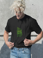 Men’s Black 180 GSM Cotton Tee – Strength in Growth Wolf Design